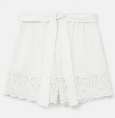 Cotton-Linen Heart Perforation Shorts.